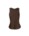 Veronica Beard Brown satin sleeveless round-neck top.
