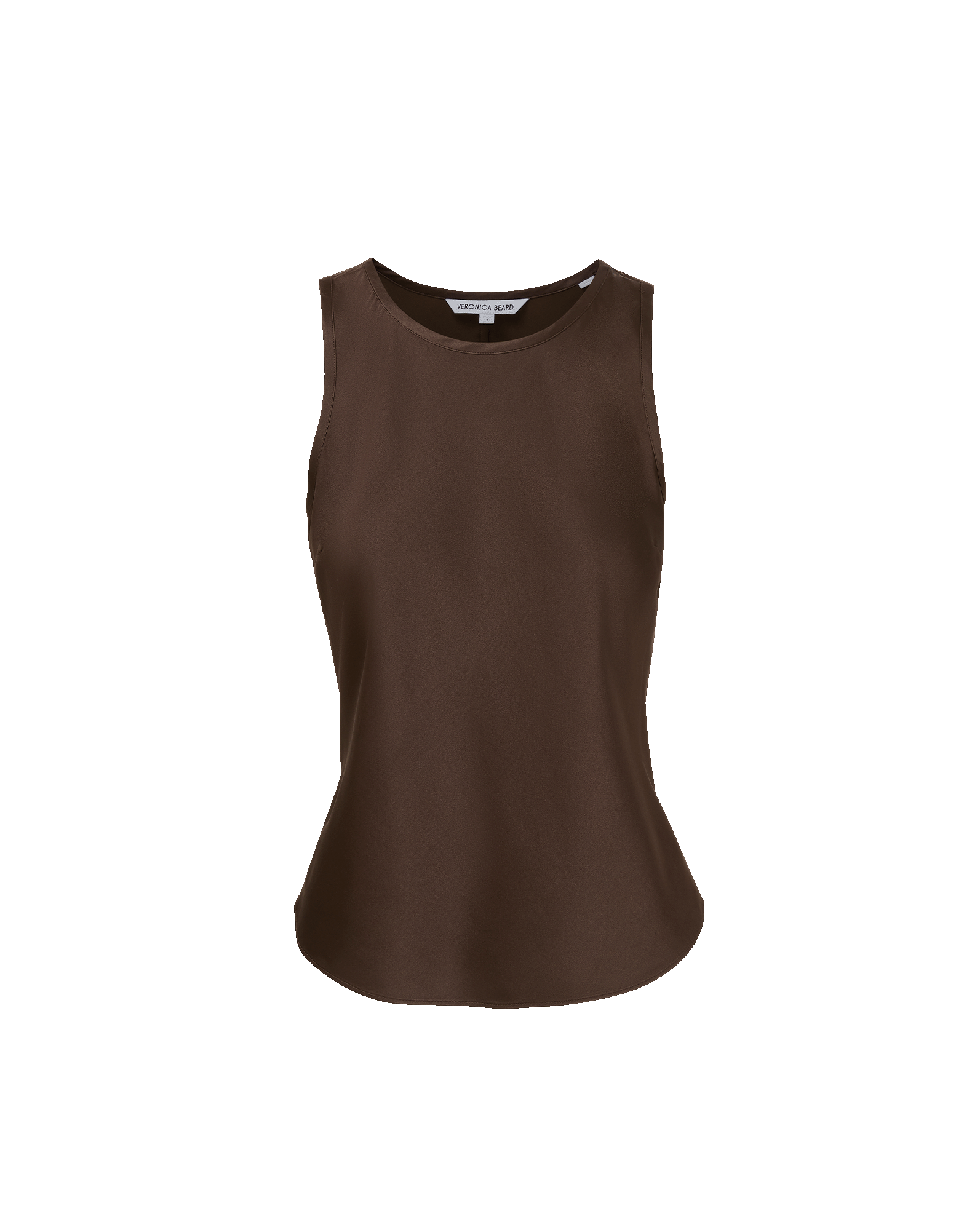Veronica Beard Brown satin sleeveless round-neck top.