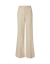 Veronica Beard Beige wide-leg linen trousers with pressed creases.