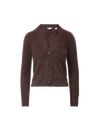 Veronica Beard Brown fluffy V-neck cardigan with buttons.