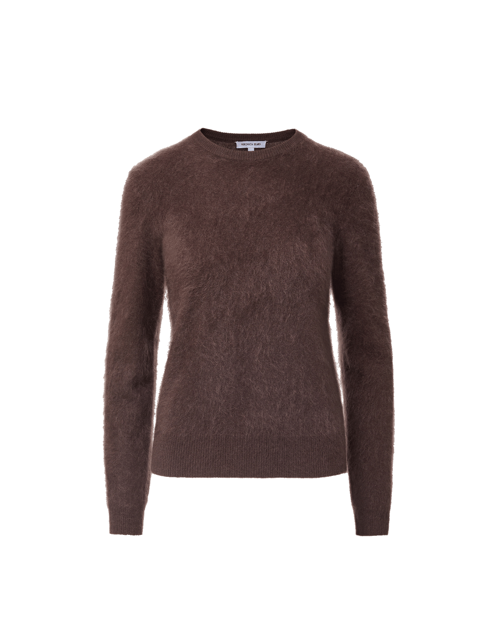 Veronica Beard Brown fuzzy knit crewneck sweater.