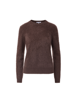 Veronica Beard Brown fuzzy knit crewneck sweater.