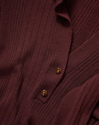 Veronica Beard Brown ribbed knit cardigan with tortoise buttons.