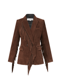 Veronica Beard Brown suede blazer with fringe detail