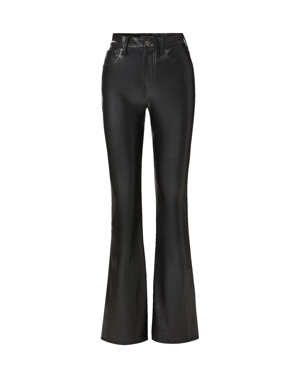 Beverly Vegan Leather Skinny-Flare Pant in Black | Veronica Beard