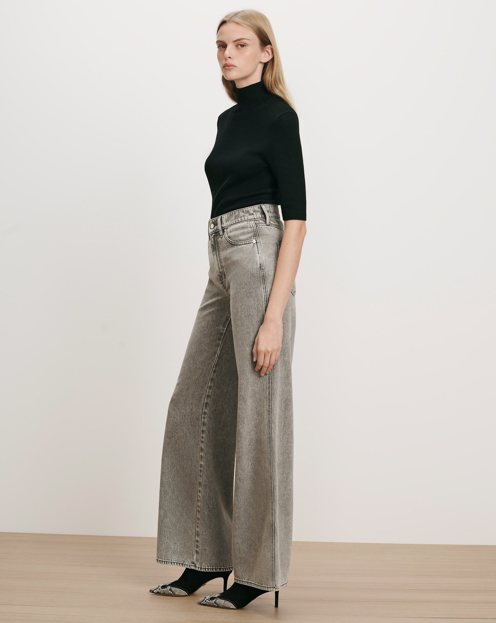 Kasey Wide-Leg Jean in Backroad Grey | Veronica Beard