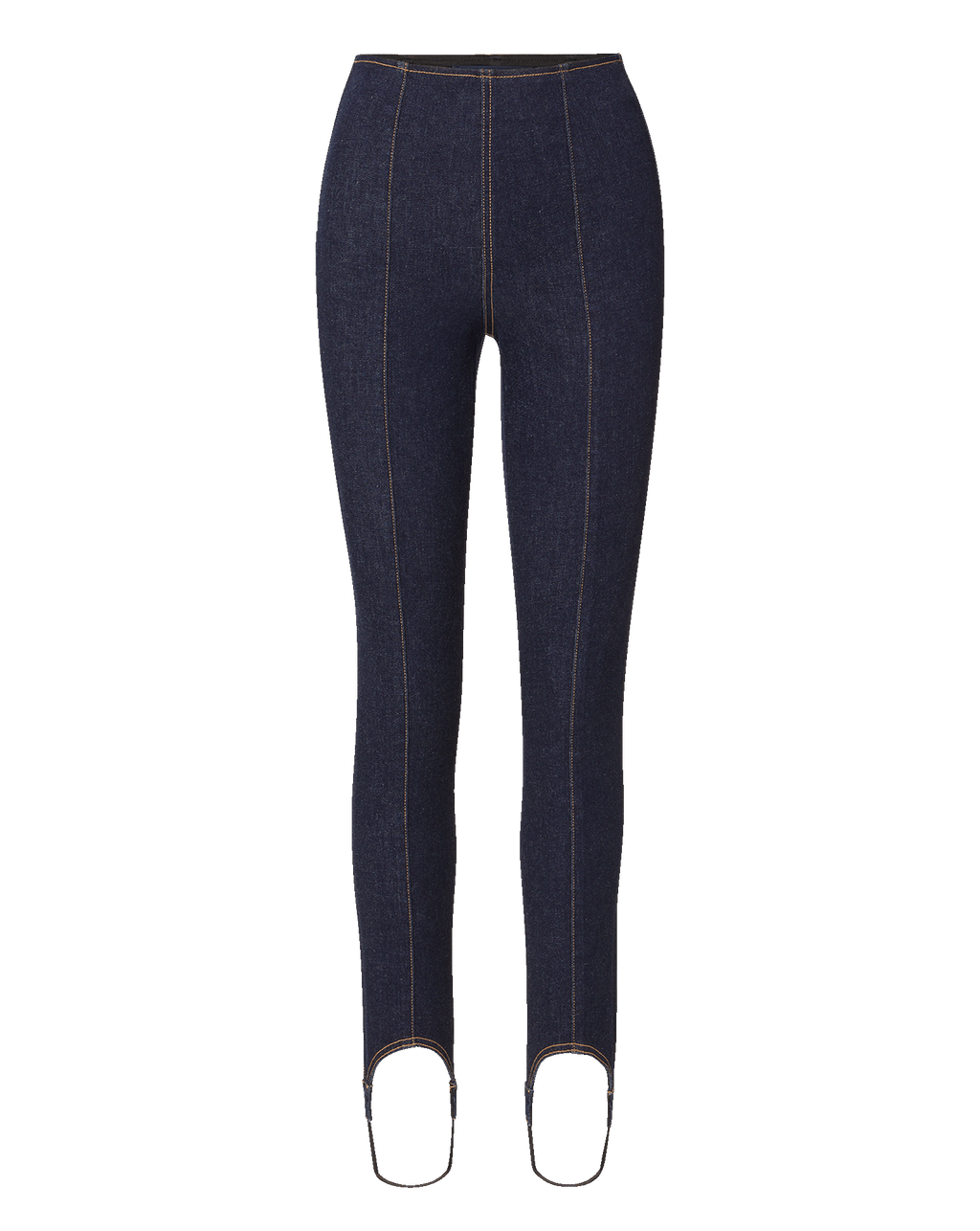 Veronica Beard Dark blue denim leggings with contrast stitching.