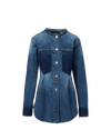 Veronica Beard Blue denim button-down jacket with contrasting dark panels.