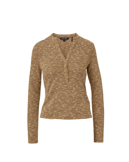 Veronica Beard Brown knit long-sleeve henley shirt
