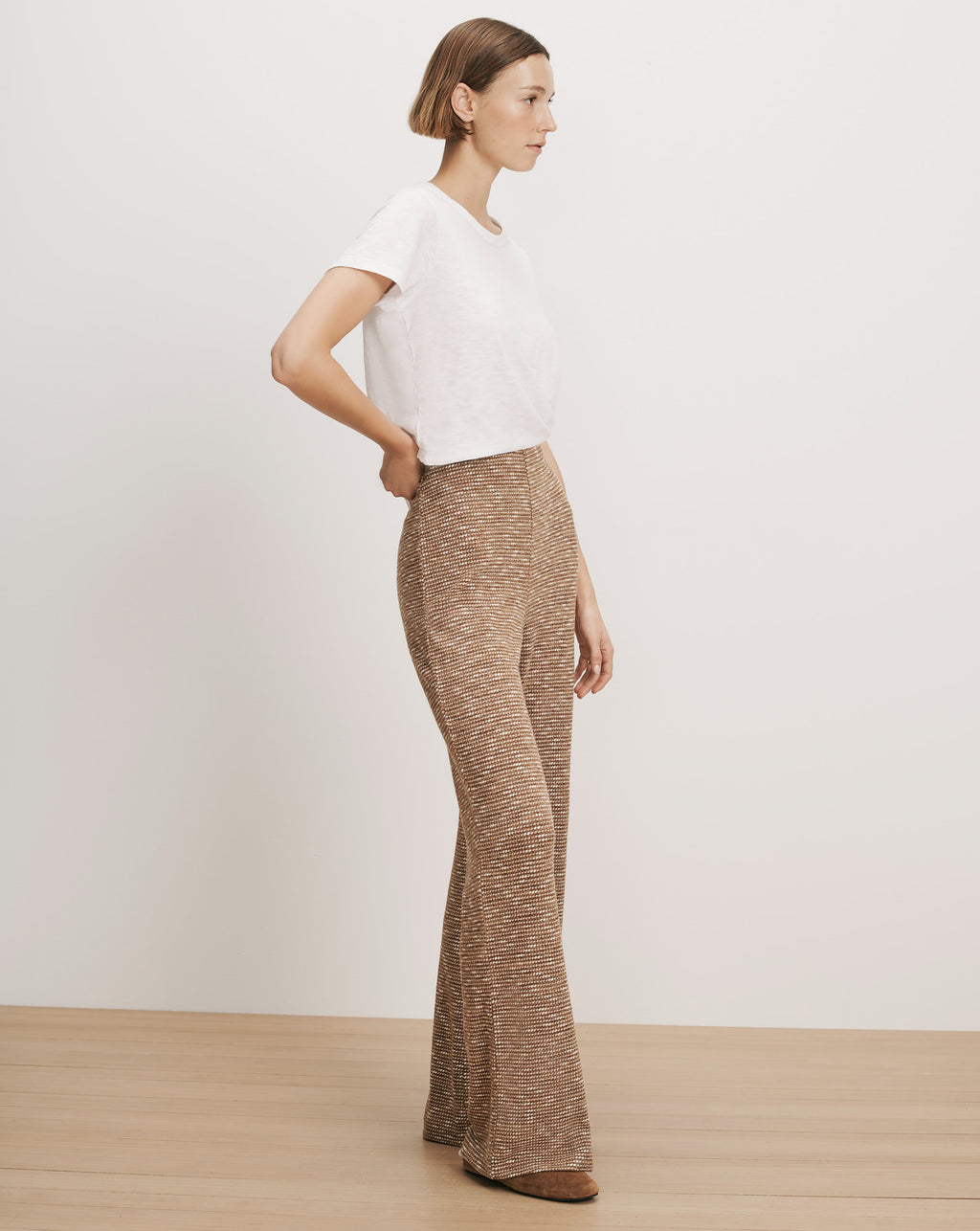 Veronica Beard Brown sequined flared pants.