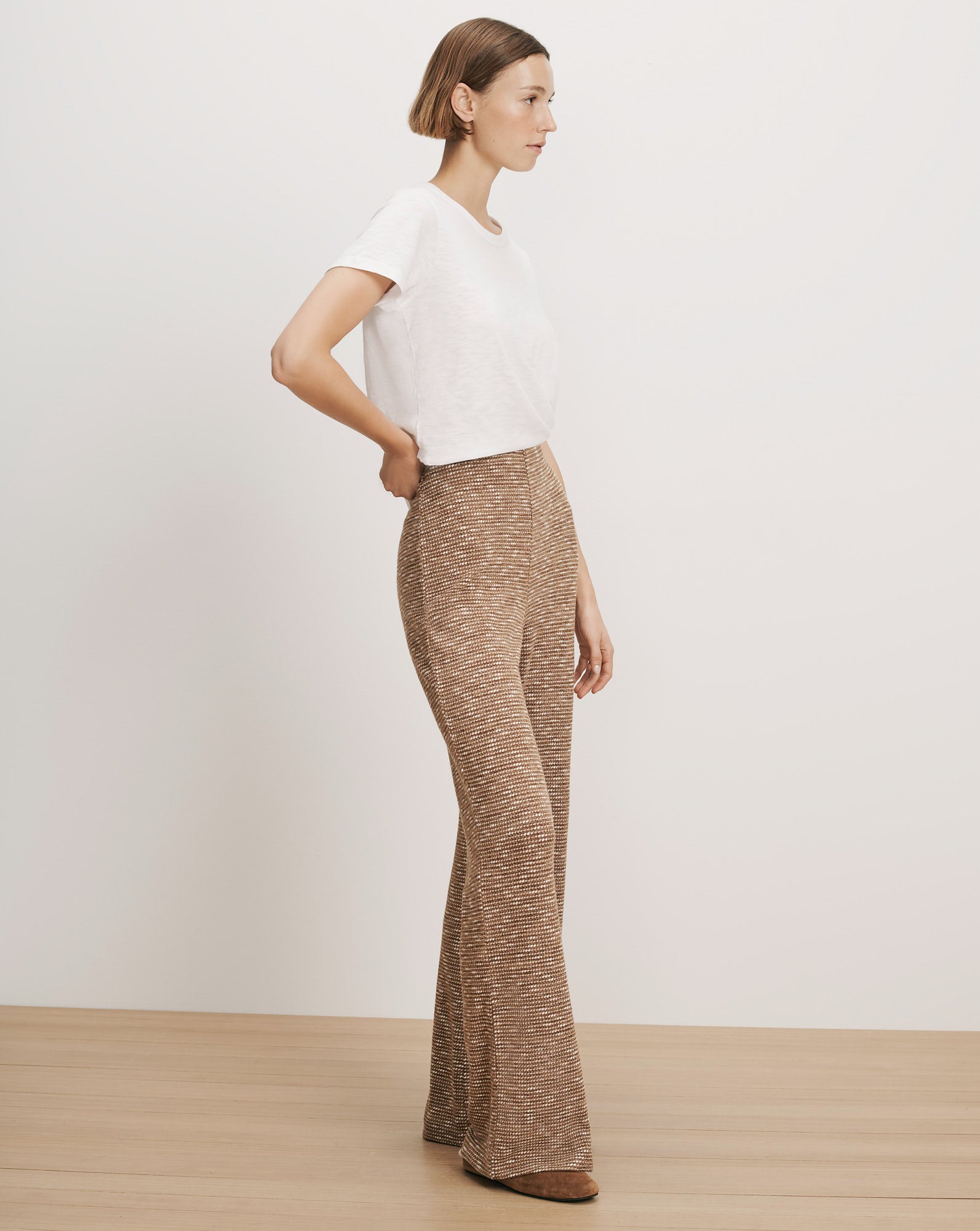 Veronica Beard Brown sequined flared pants.