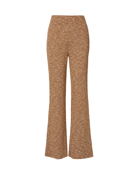 Veronica Beard Brown knit henley and flared pants set.