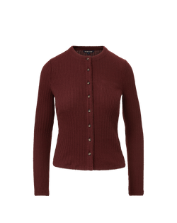 Veronica Beard Burgundy ribbed knit button-down cardigan.