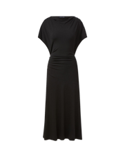 Veronica Beard Black draped midi dress with cap sleeves.