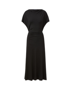 Veronica Beard Black draped midi dress with cap sleeves.