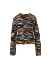 Veronica Beard Multicolor fuzzy knit cardigan with button front closure.
