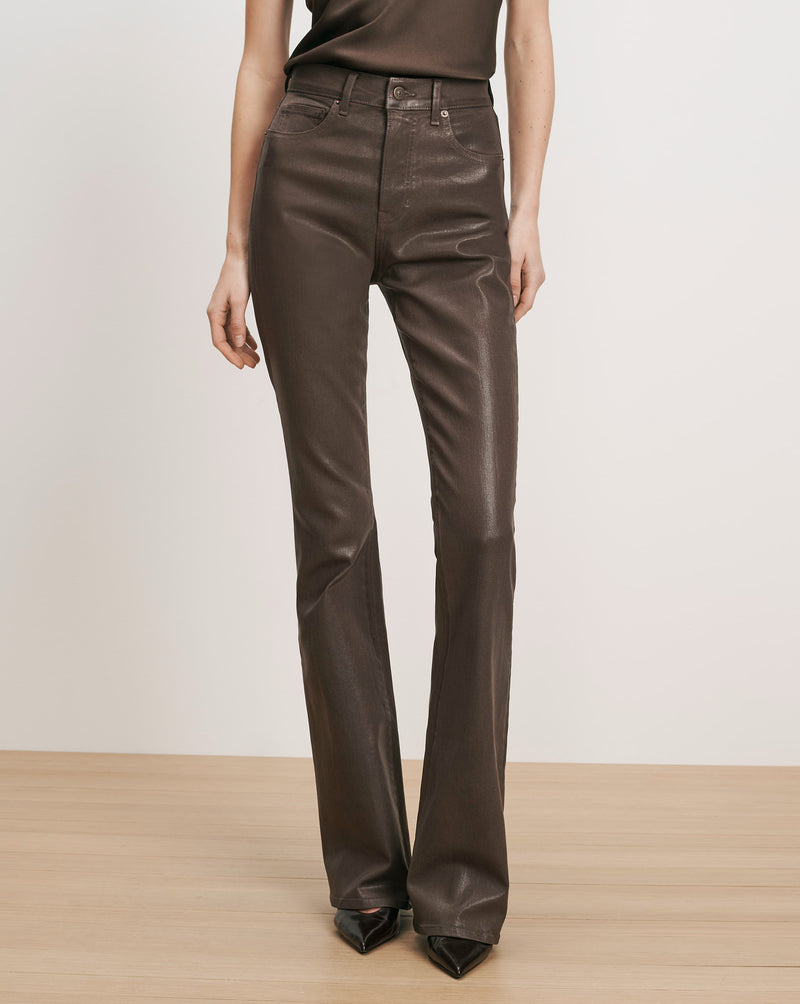 Veronica Beard Brown leather flare pants