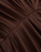 Veronica Beard Brown ruched stretch fabric dress garment detail.