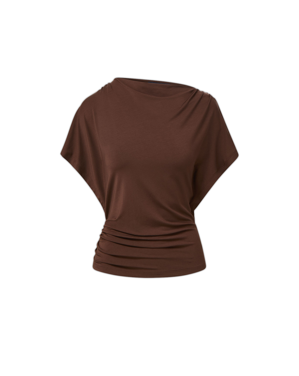 Veronica Beard Brown draped jersey cap sleeve top.