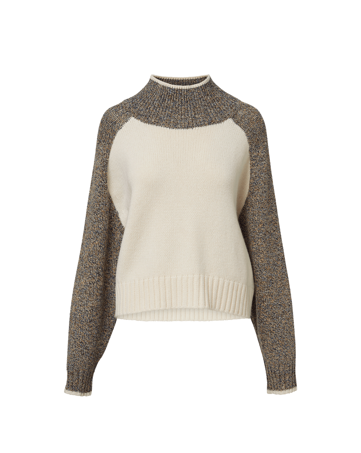 DECEMBERMAY☆Startribal Mockneck Malachi Mock-Neck Sweater in White & Grey Raglan Oatmeal Melange
