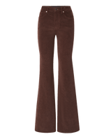 Veronica Beard Brown corduroy flared high-waisted trousers.