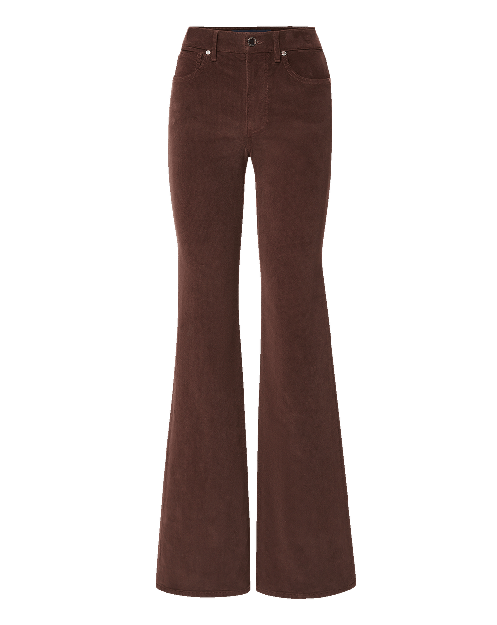 Veronica Beard Brown corduroy flared high-waisted trousers.