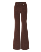 Veronica Beard Brown corduroy flared high-waisted trousers.