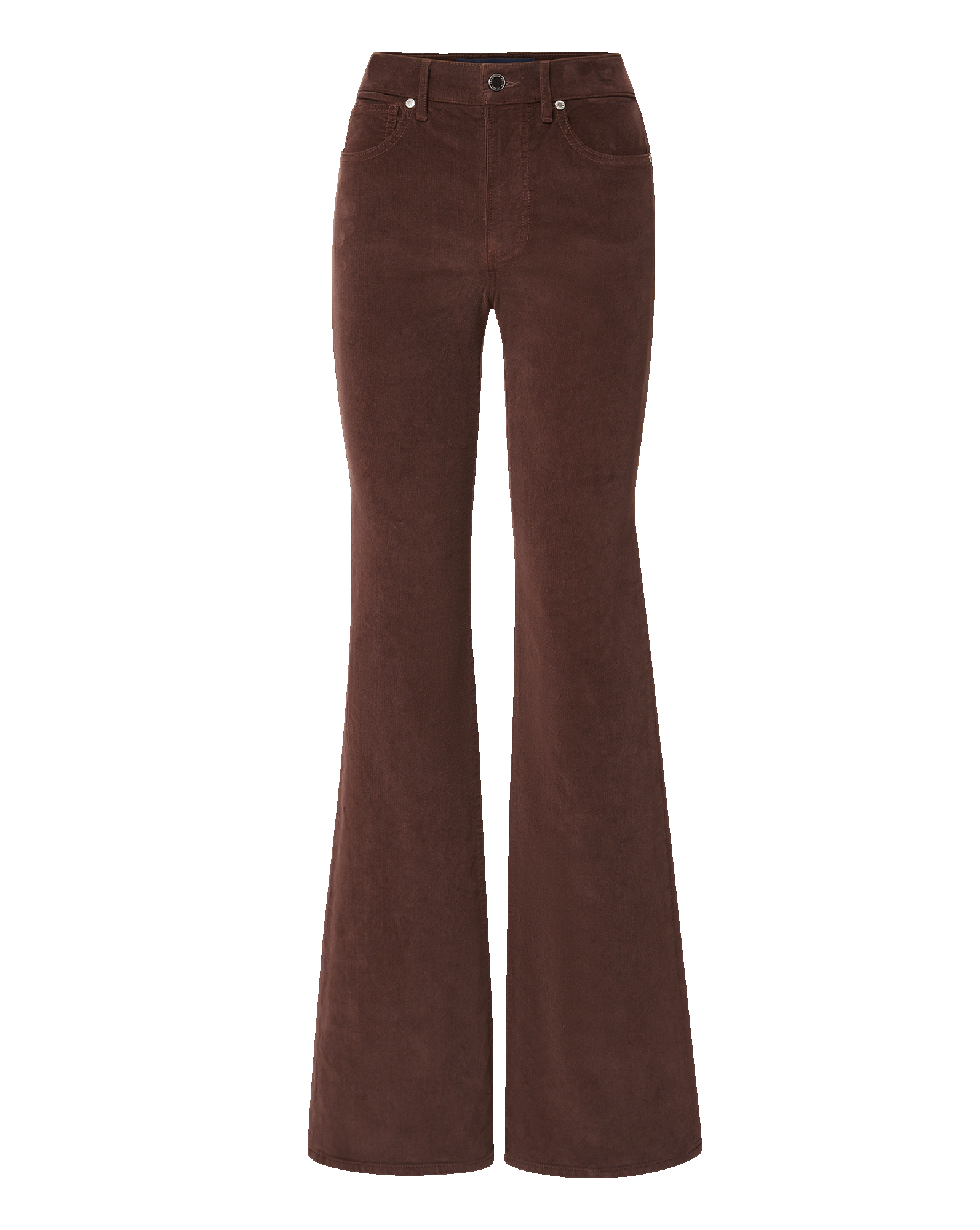 Veronica Beard Brown corduroy flared high-waisted trousers.