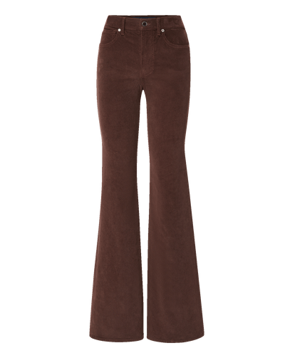 Veronica Beard Brown corduroy flared high-waisted trousers.