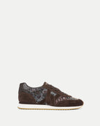 Veronica Beard Brown suede and patterned textile sneakers