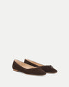 Veronica Beard Brown suede ballet flats with bow detail.