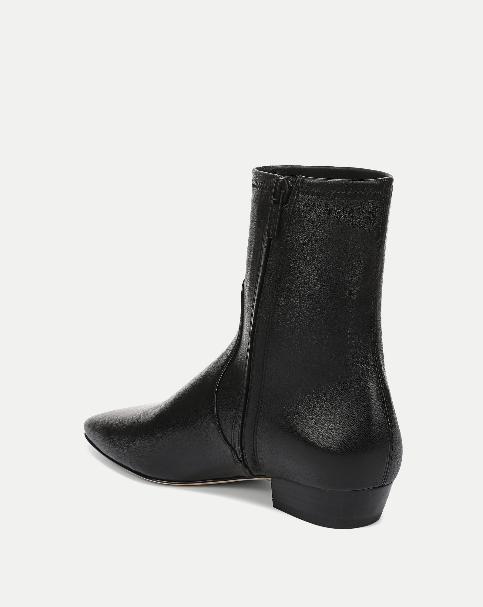 Veronica Beard Black leather ankle boots with side zipper.
