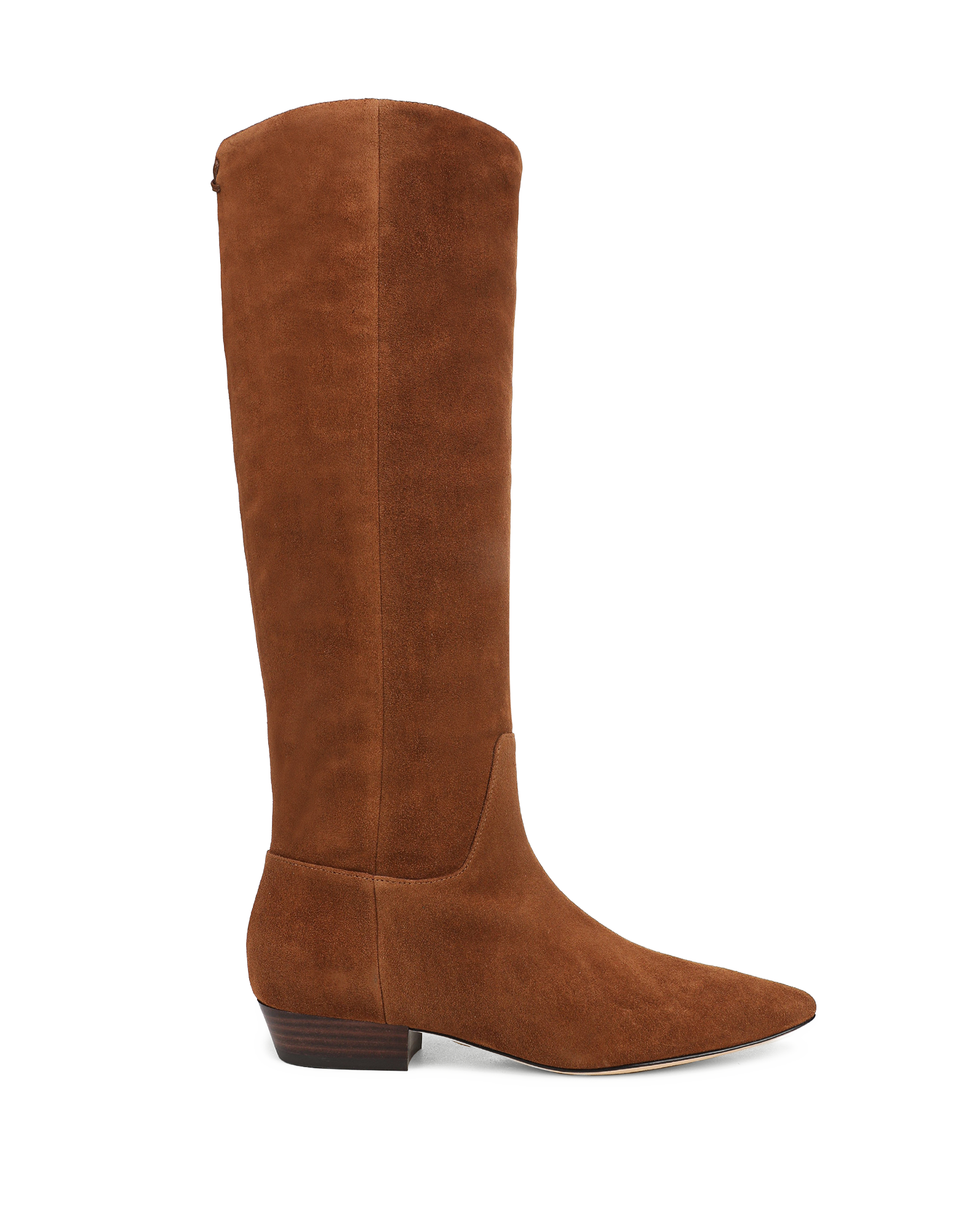 Veronica Beard Brown suede knee-high boots with pointed toe.