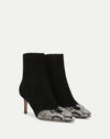Veronica Beard Black suede and snakeskin ankle boots