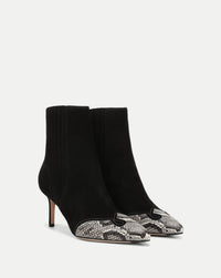 Veronica Beard Black suede and snakeskin ankle boots