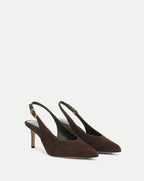 Veronica Beard Brown suede slingback pumps with stiletto heels.