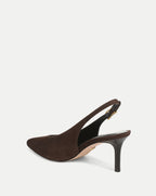 Veronica Beard Brown suede slingback kitten heel.