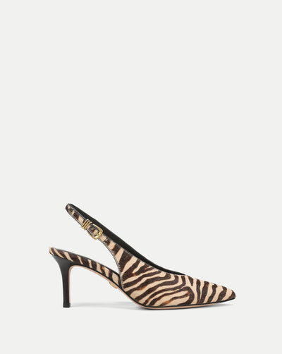Veronica Beard Zebra print slingback kitten heel pump