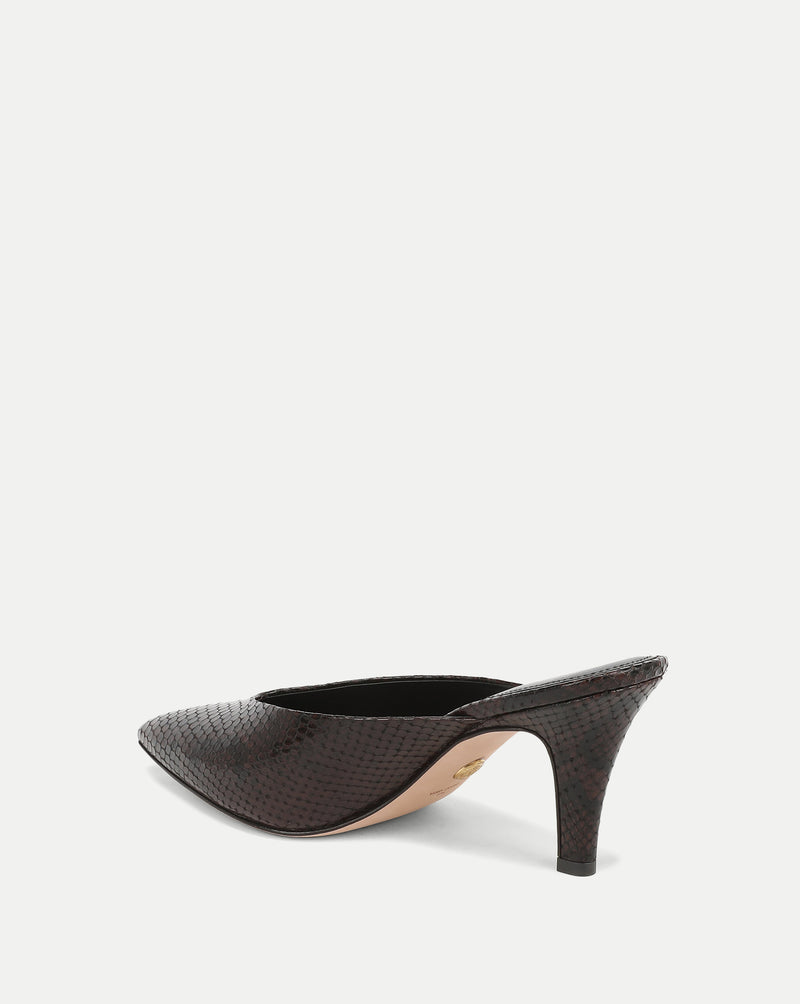 Veronica Beard Brown snakeskin leather mule heel