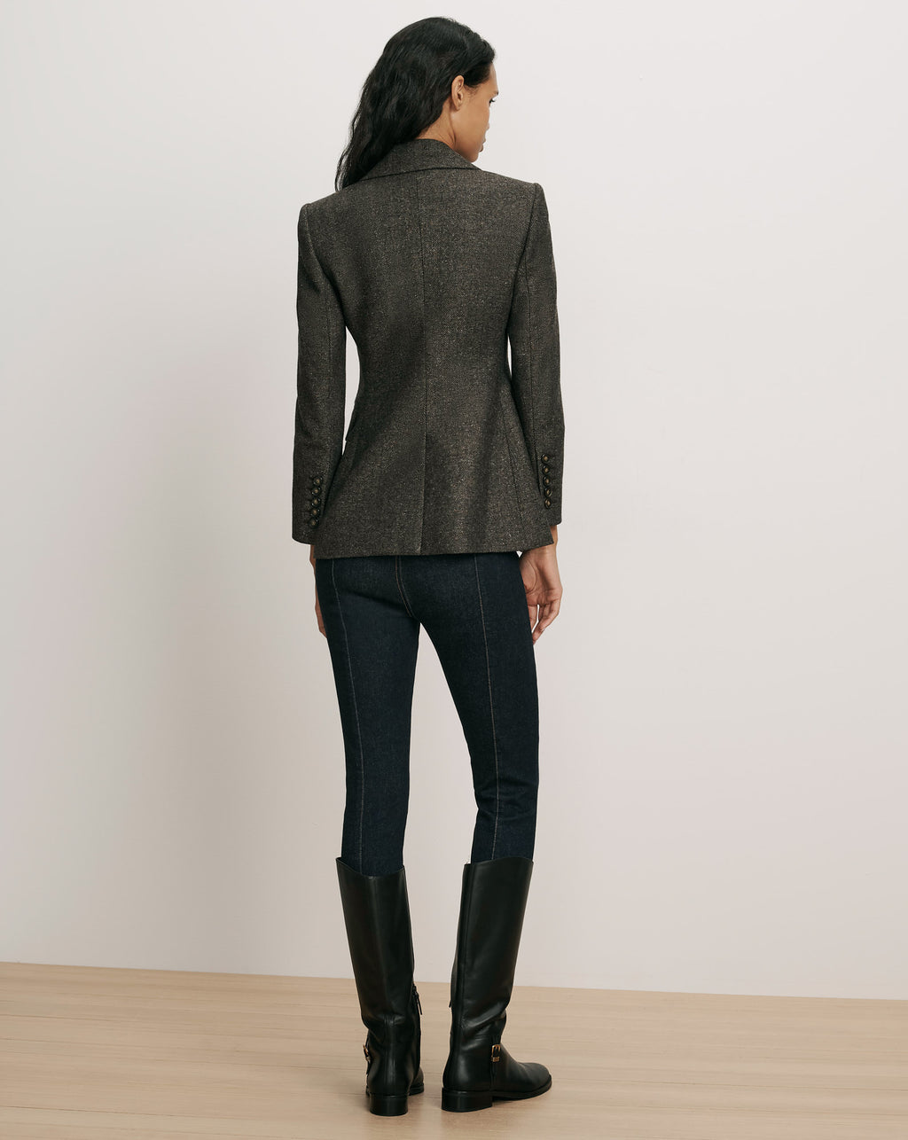 Veronica Beard Tilbury Herringbone Dickey Jacket - Black Multi