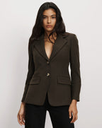 Veronica Beard Dark olive tailored two-button wool blazer jacket.