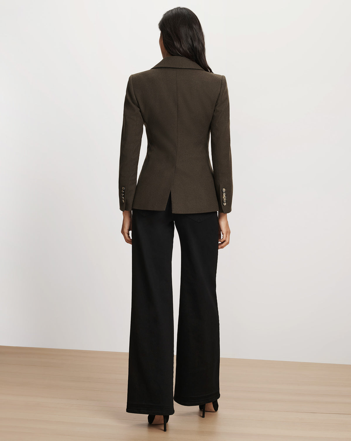 Veronica Beard Olive green tailored wool blazer, button cuffs.