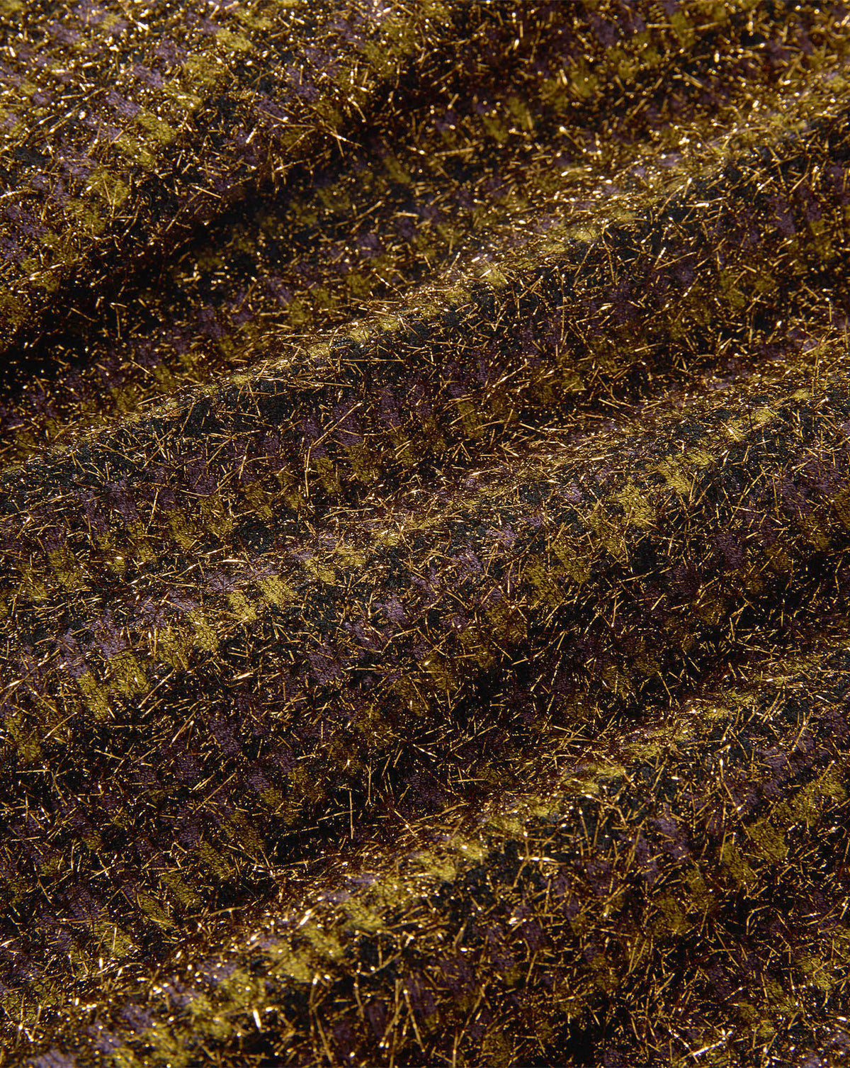 Veronica Beard Metallic gold tweed fabric with textured metallic threads.