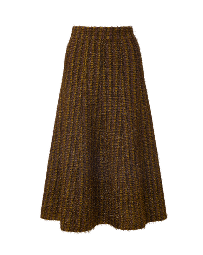 Veronica Beard Brown ribbed knit midi skirt.