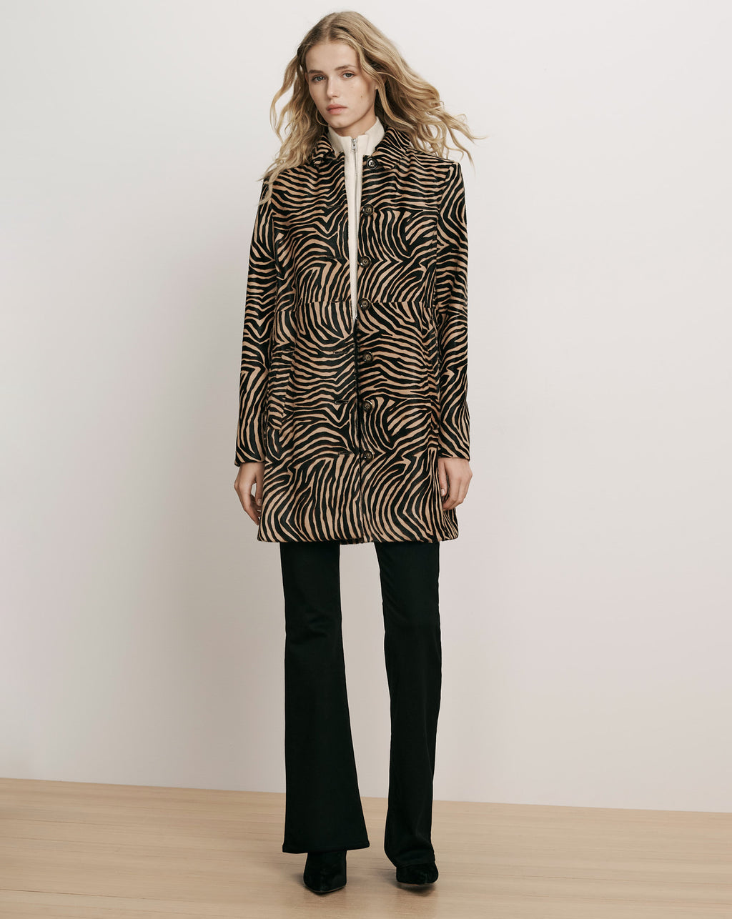 Veronica Beard Brown zebra print buttoned coat.