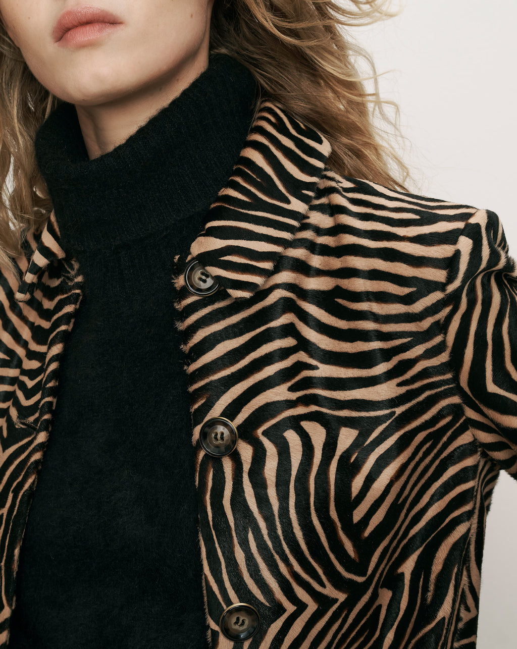 Veronica Beard Brown and black zebra print buttoned jacket.