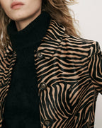Veronica Beard Brown and black zebra print buttoned jacket.