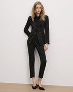 Veronica Beard Black floral brocade tailored pantsuit set.