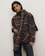 Veronica Beard Brown plaid wool coat and matching scarf.