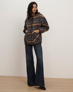 Veronica Beard Blue plaid wool button jacket with pockets.